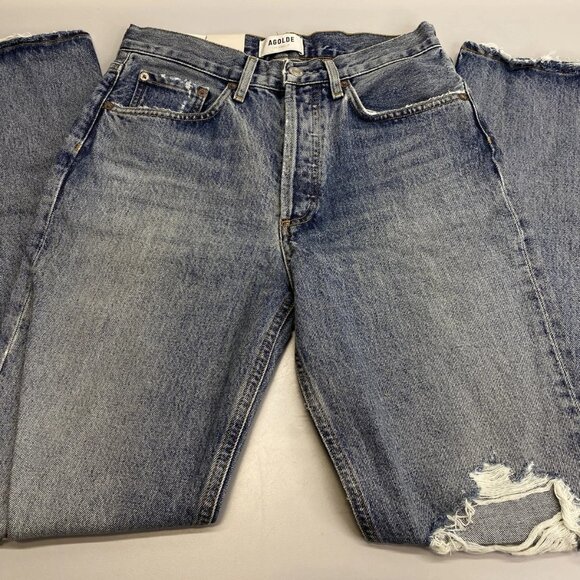 AGOLDE Women’s Babylonia Wide-Leg Jeans “Backdrop” Light Distress Size 30 - Picture 1 of 13